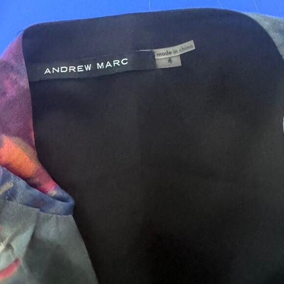 Andrew Marc Size 4 Silk Dress Sleeveless Blue Drape Cowl Neck - Picture 3 of 11